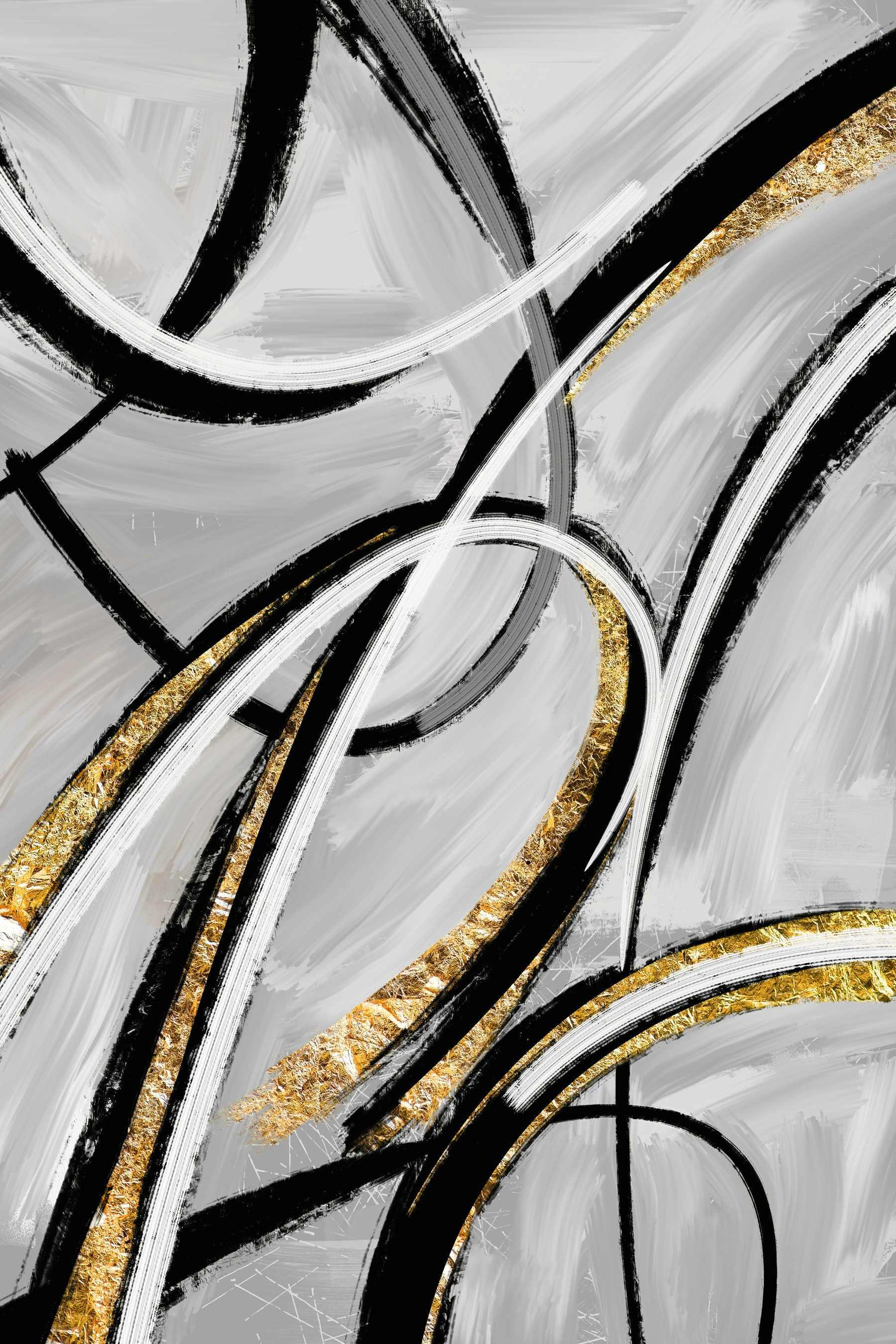 Monochrome swirls with metallic accents Monochrome swirls with metallic accents