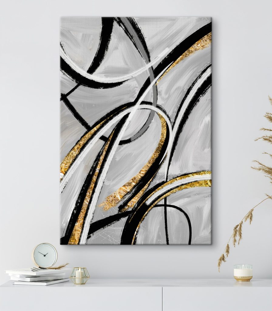 Monochrome swirls with metallic accents Monochrome swirls with metallic accents