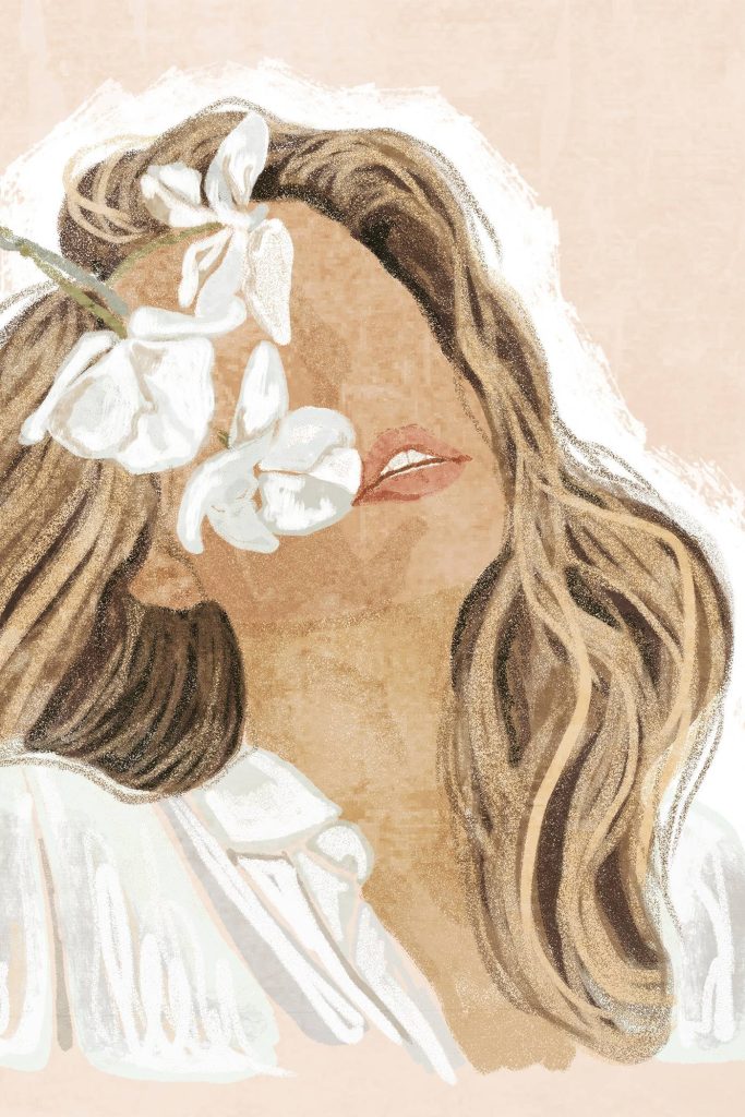 Woman with flowers in her hair Woman with flowers in her hair