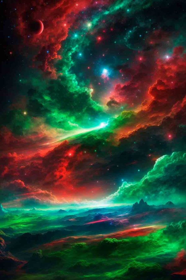 Colorful clouds and stars in the sky Colorful clouds and stars in the sky