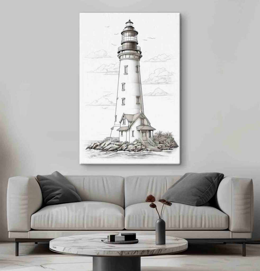 Lighthouse with a house and palm trees Lighthouse with a house and palm trees