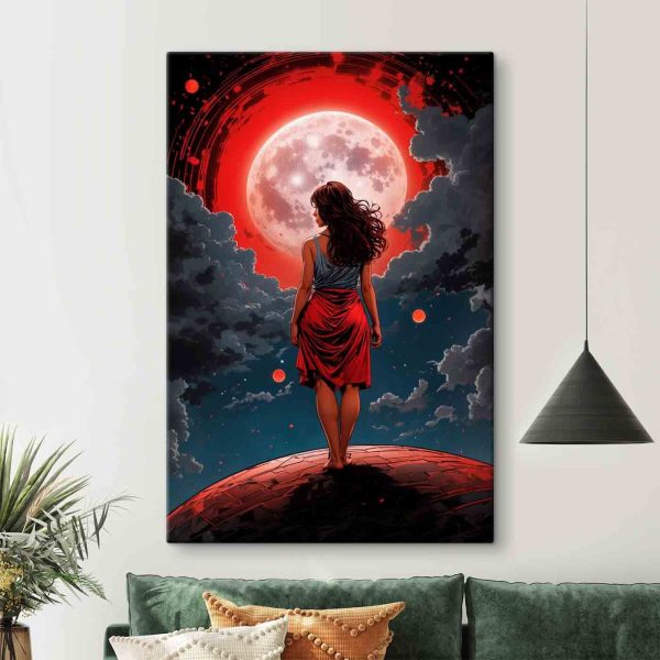 Woman looking at the moon