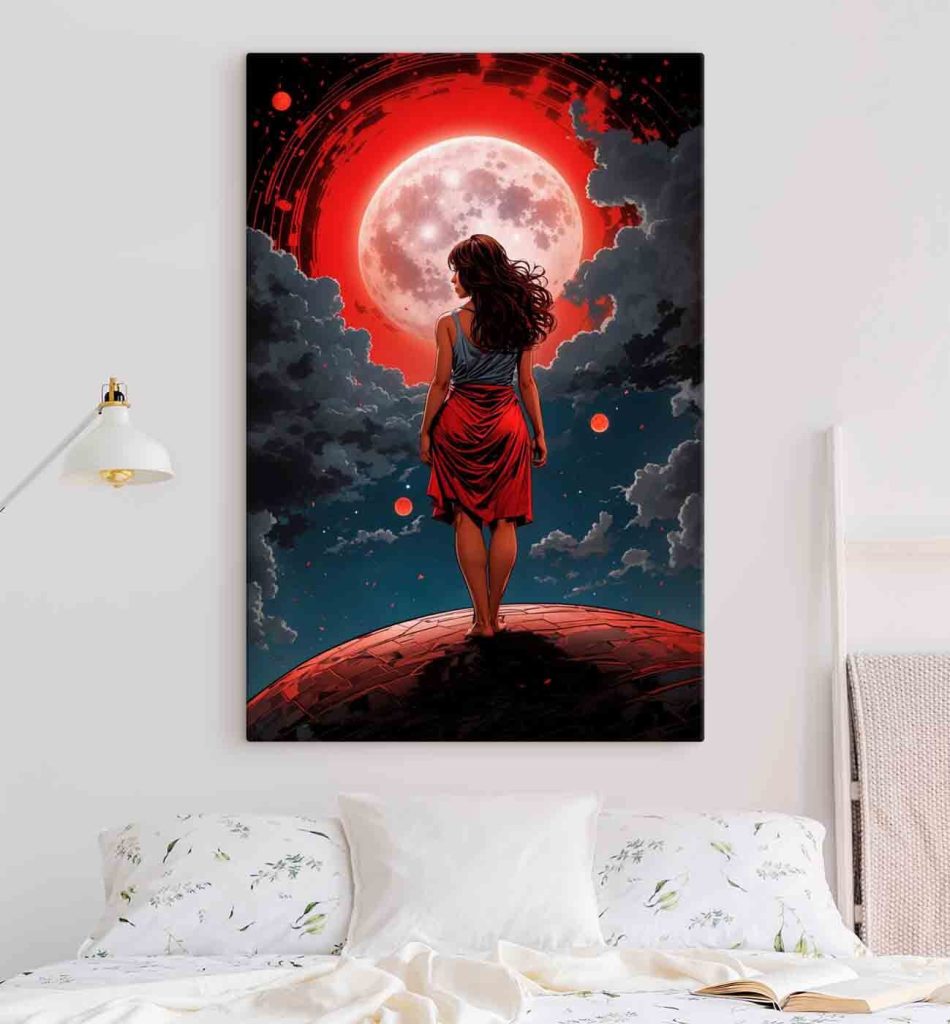 Woman looking at the moon