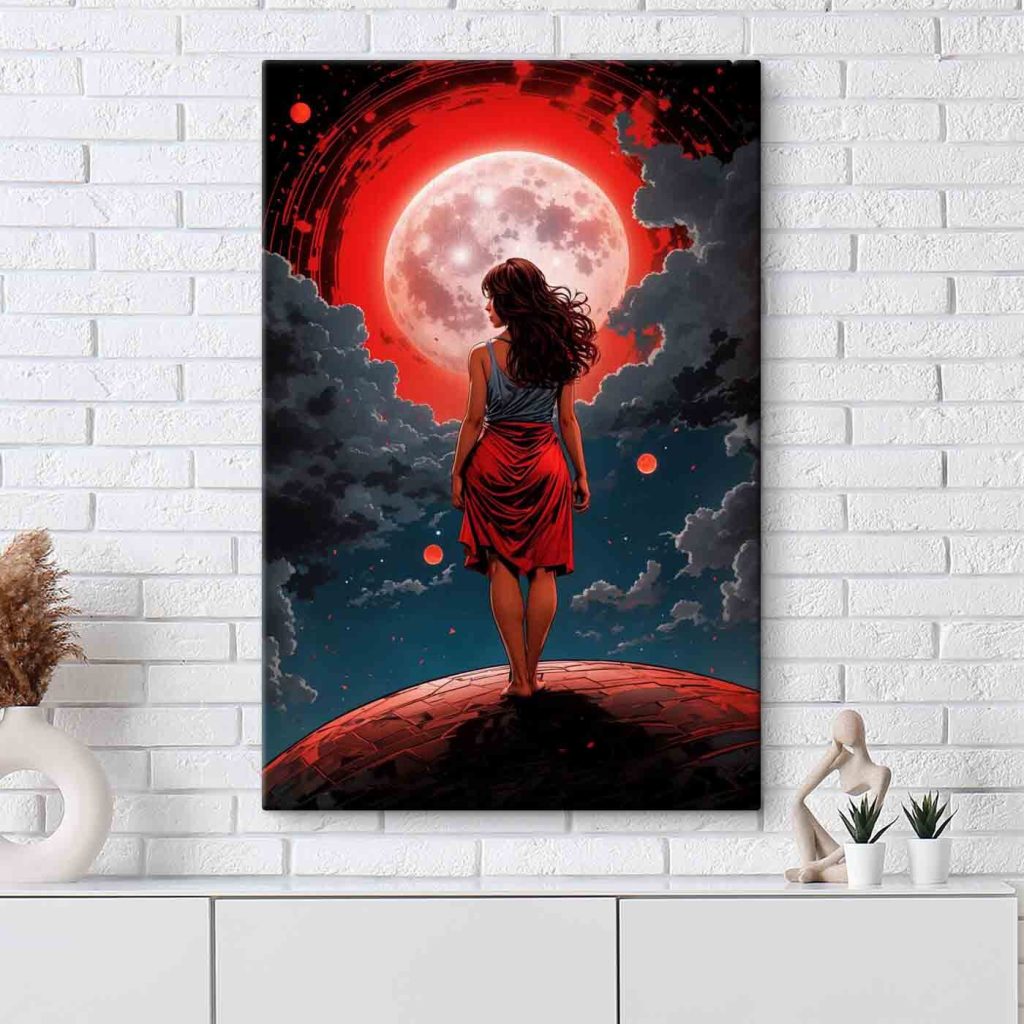 Woman looking at the moon