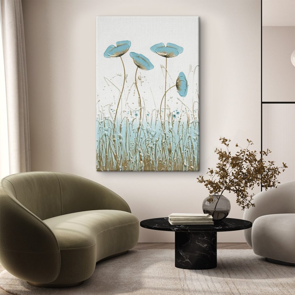 Painting of flowers in a field