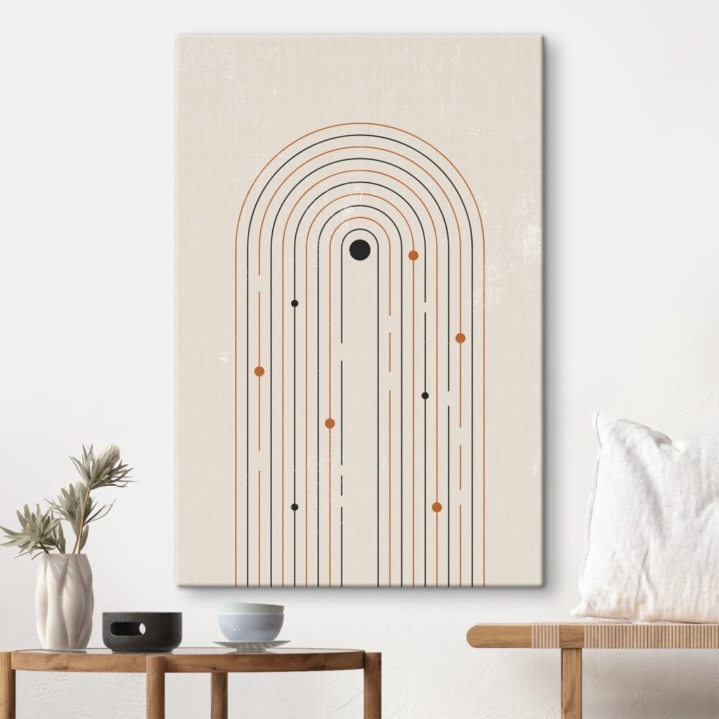 Black and orange lines and dots