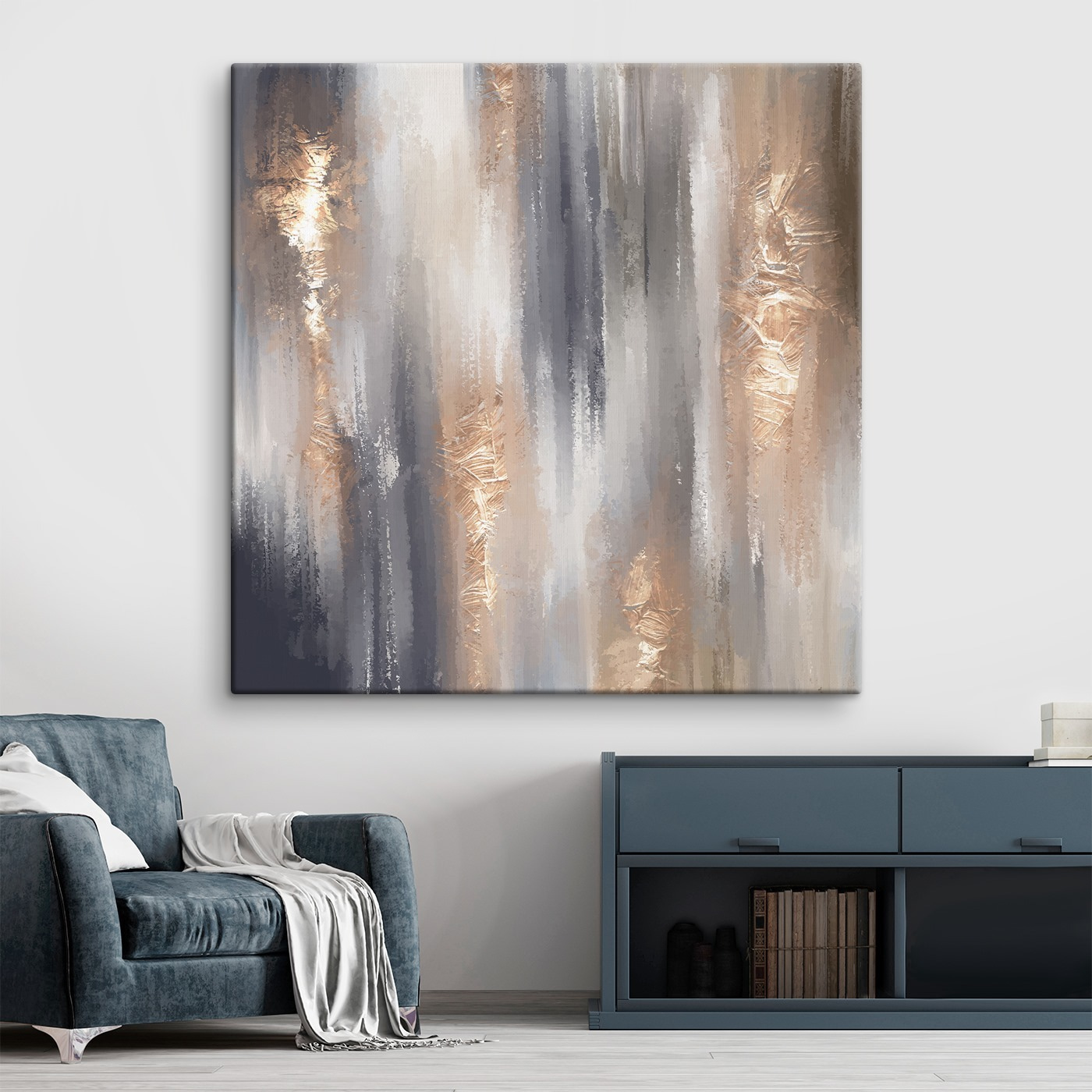 Metallic strokes meet muted tones