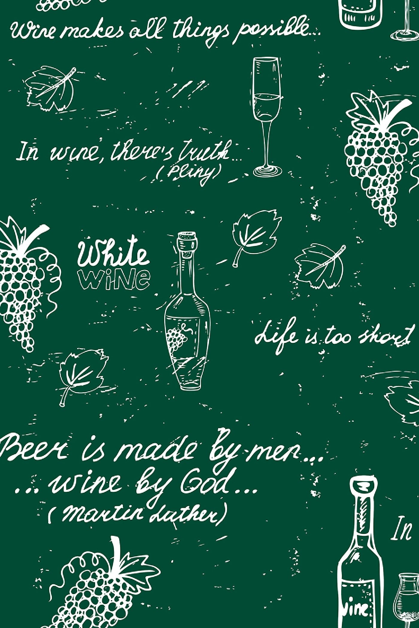 Green chalkboard with white text and a bottle of wine Green chalkboard with white text and a bottle of wine