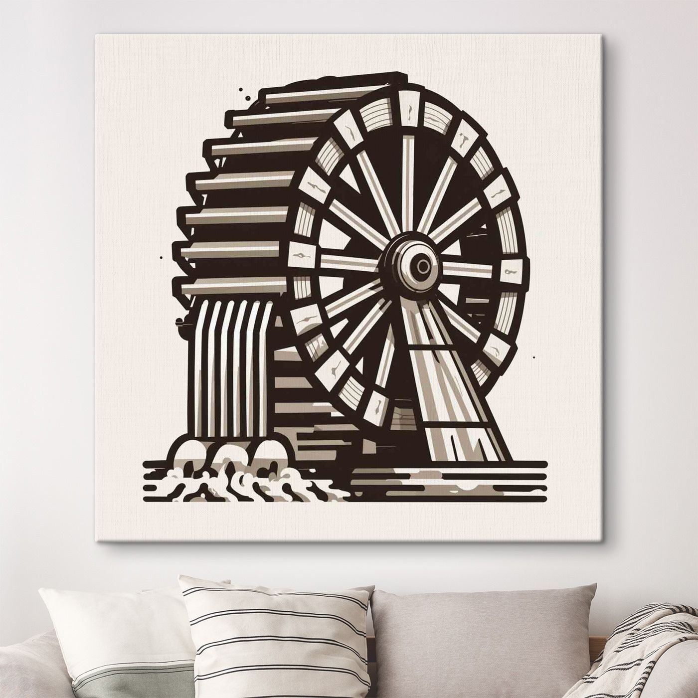 Water wheel with water running out of it