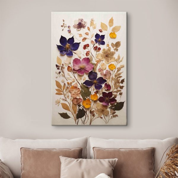 Group of flowers and leaves