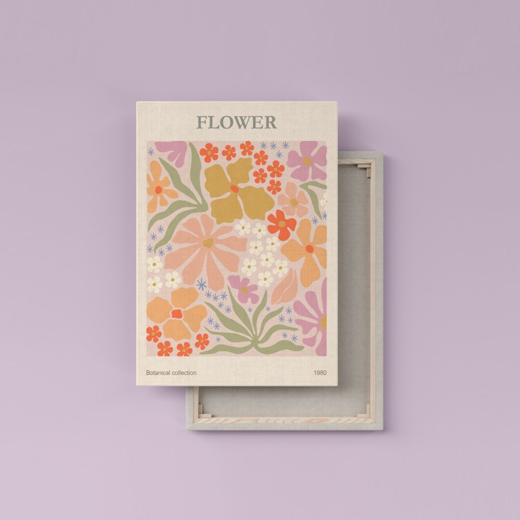 Colorful floral pattern on a pink background