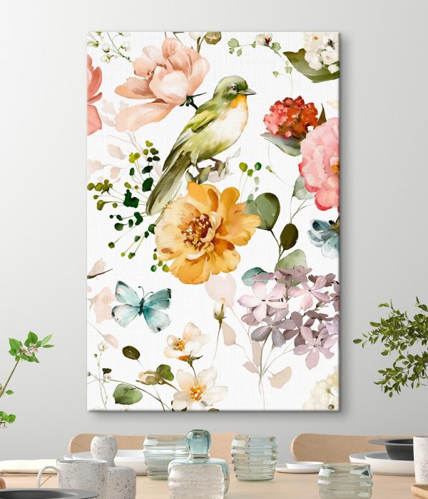 Quadri Quadri Uccelli e fiori su sfondo bianco (COD: s36116)
