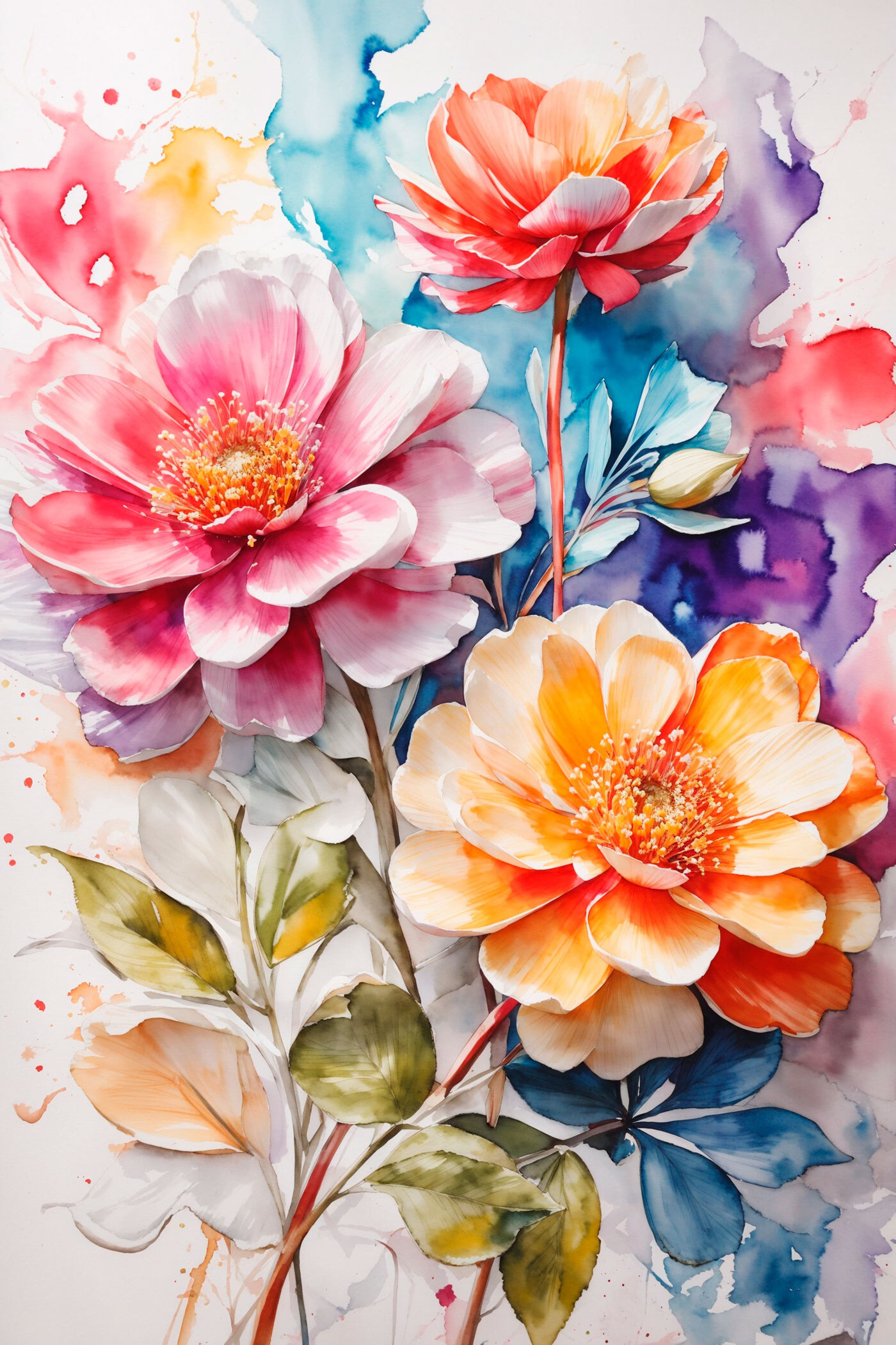 Painting of flowers on a colorful background