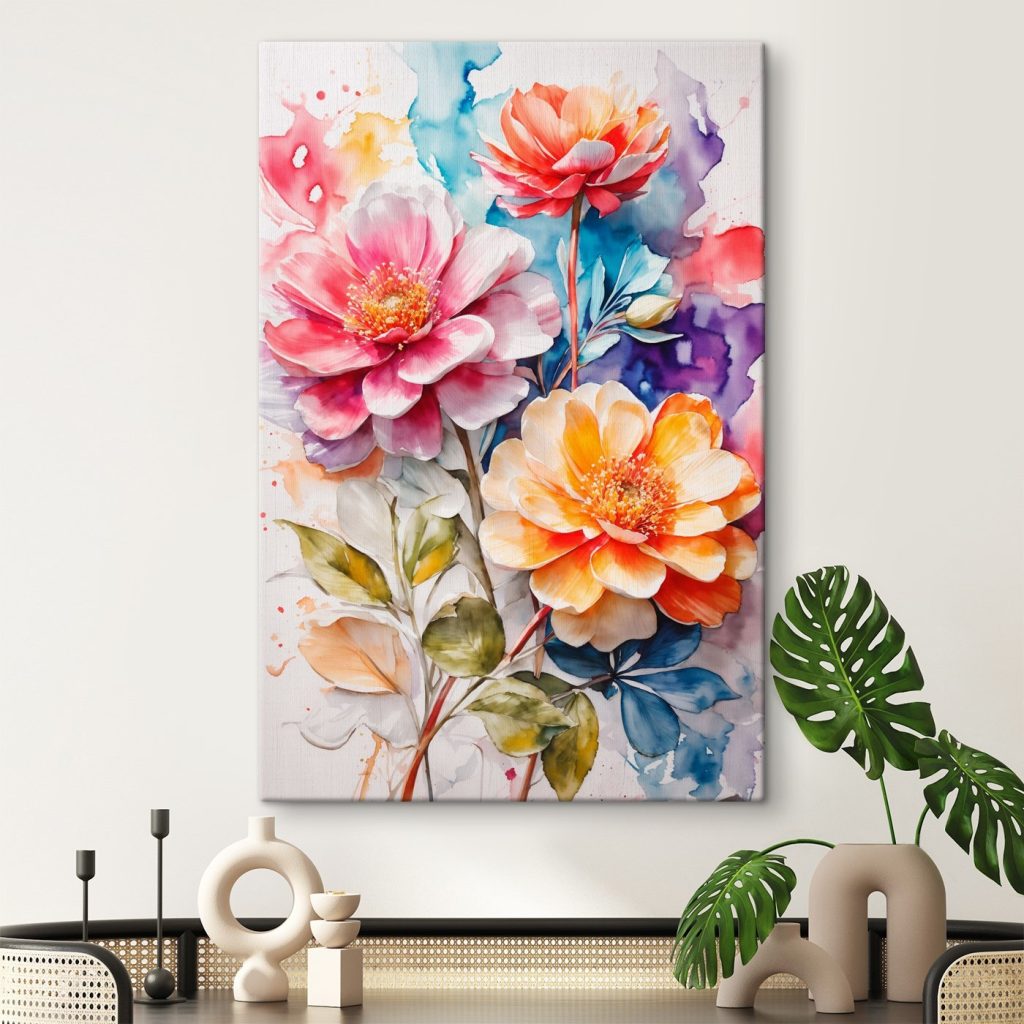 Painting of flowers on a colorful background