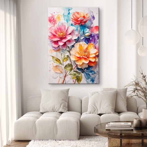 Painting of flowers on a colorful background