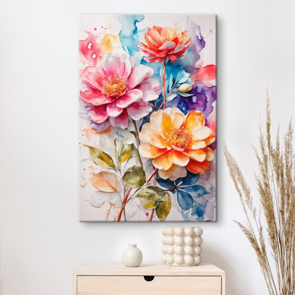 Painting of flowers on a colorful background