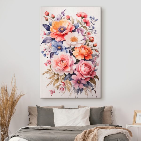 Painting of flowers on a white surface