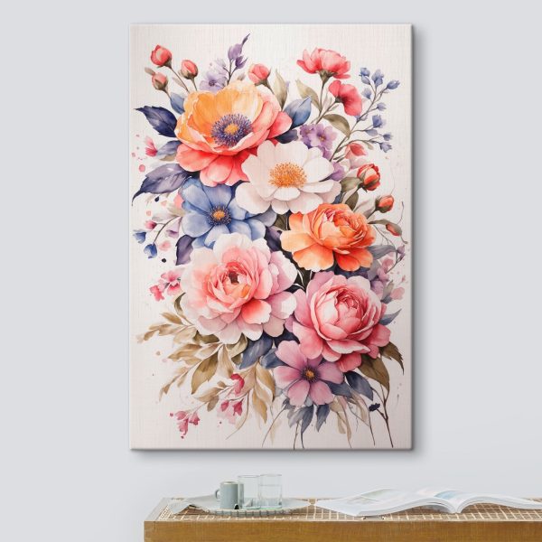 Painting of flowers on a white surface