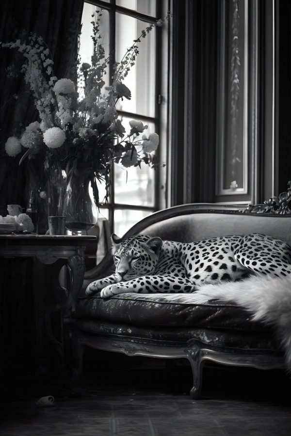 Leopard lying on a couch