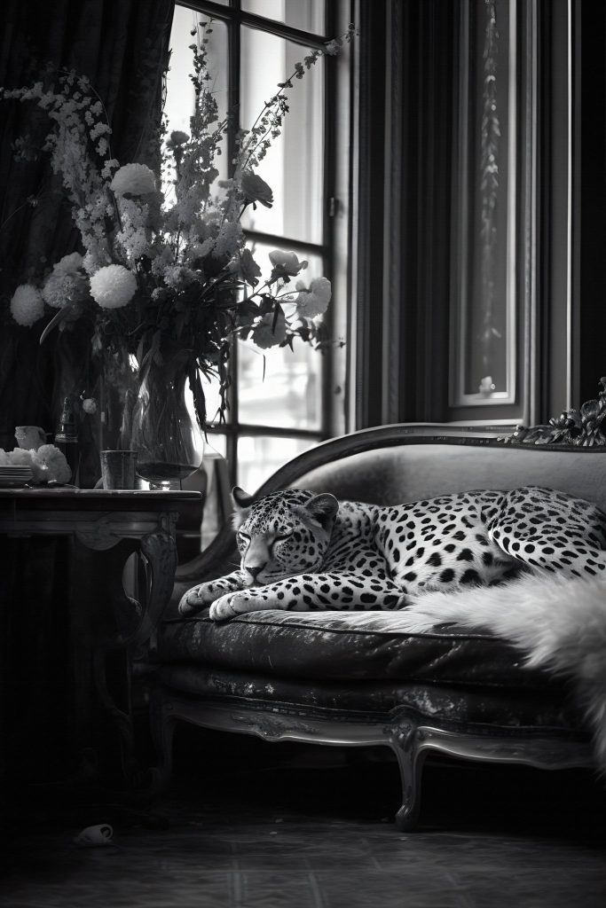 Leopard lying on a couch