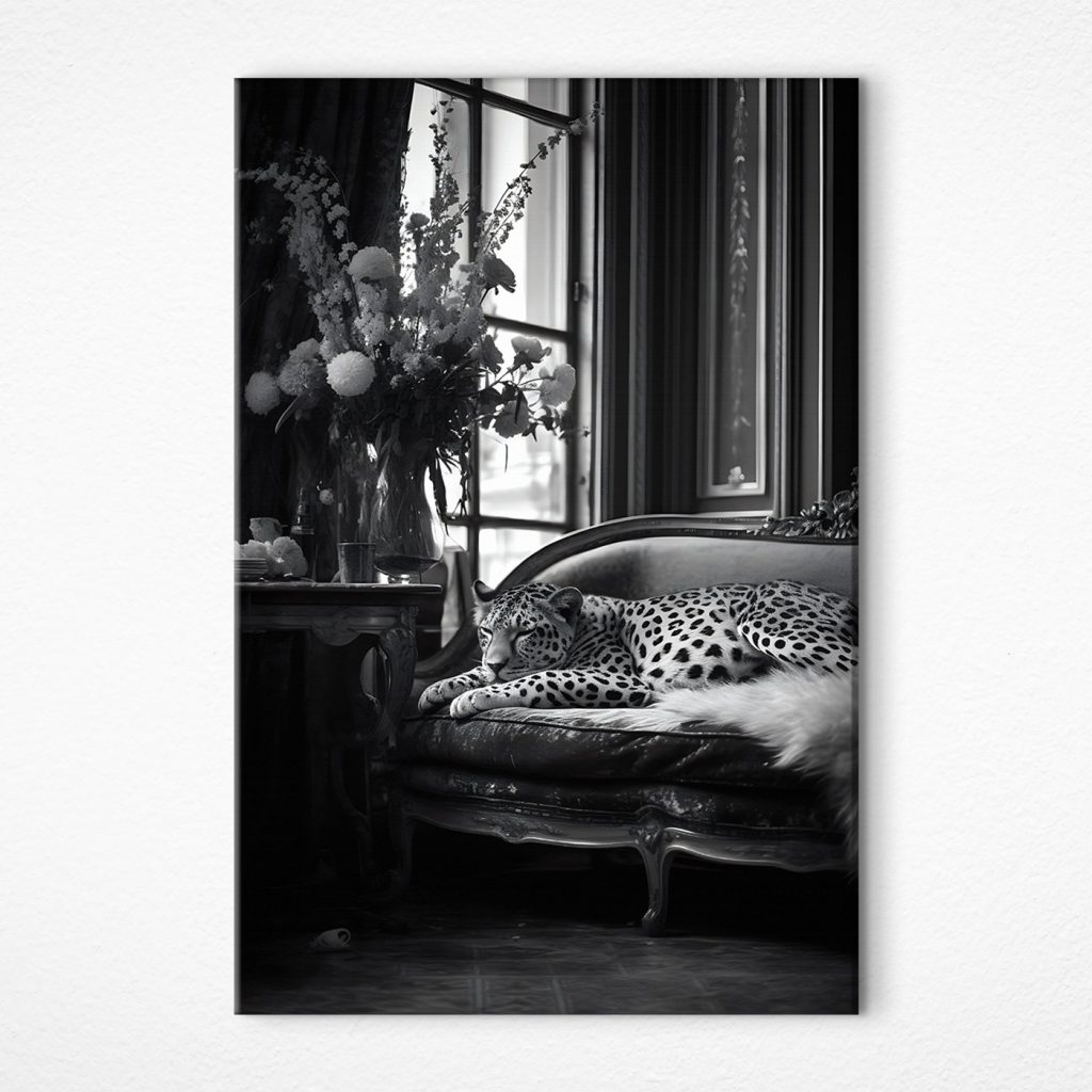 Leopard lying on a couch