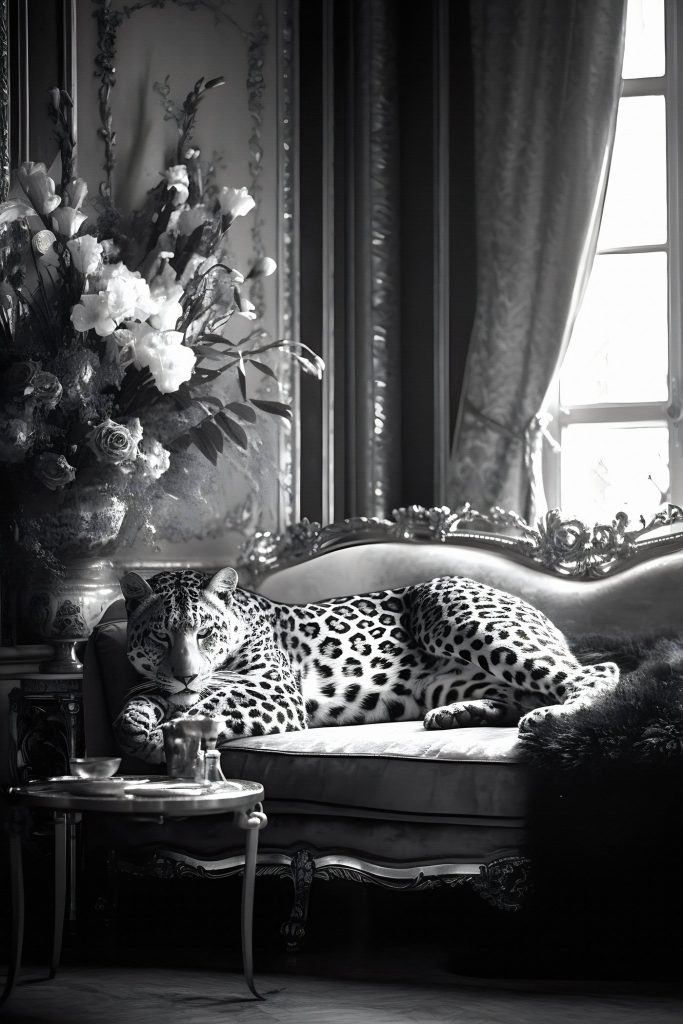 Leopard lying on a couch