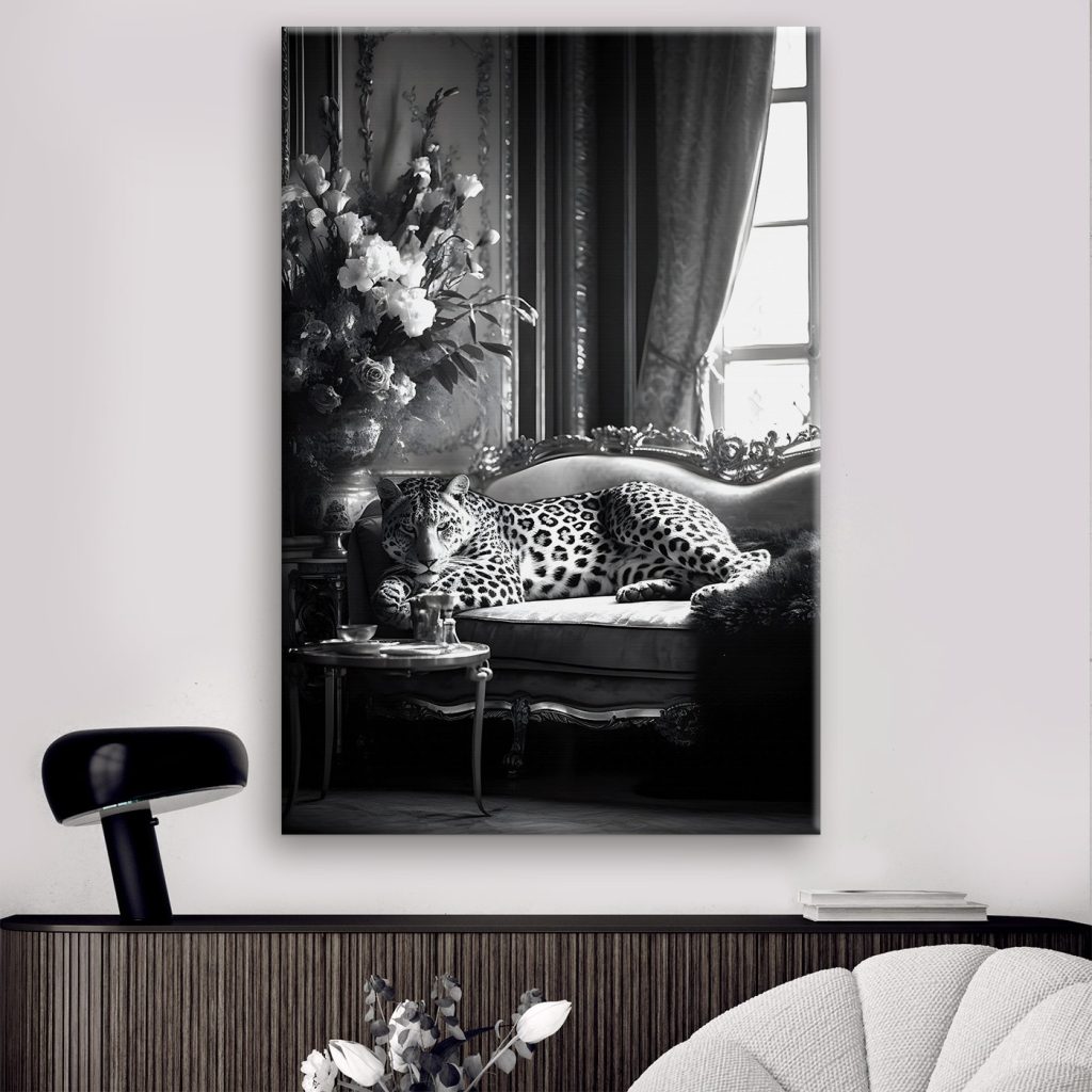 Leopard lying on a couch