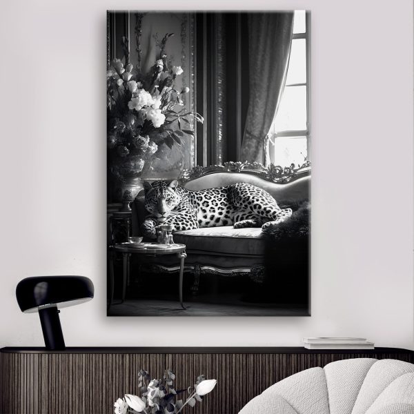 Leopard lying on a couch