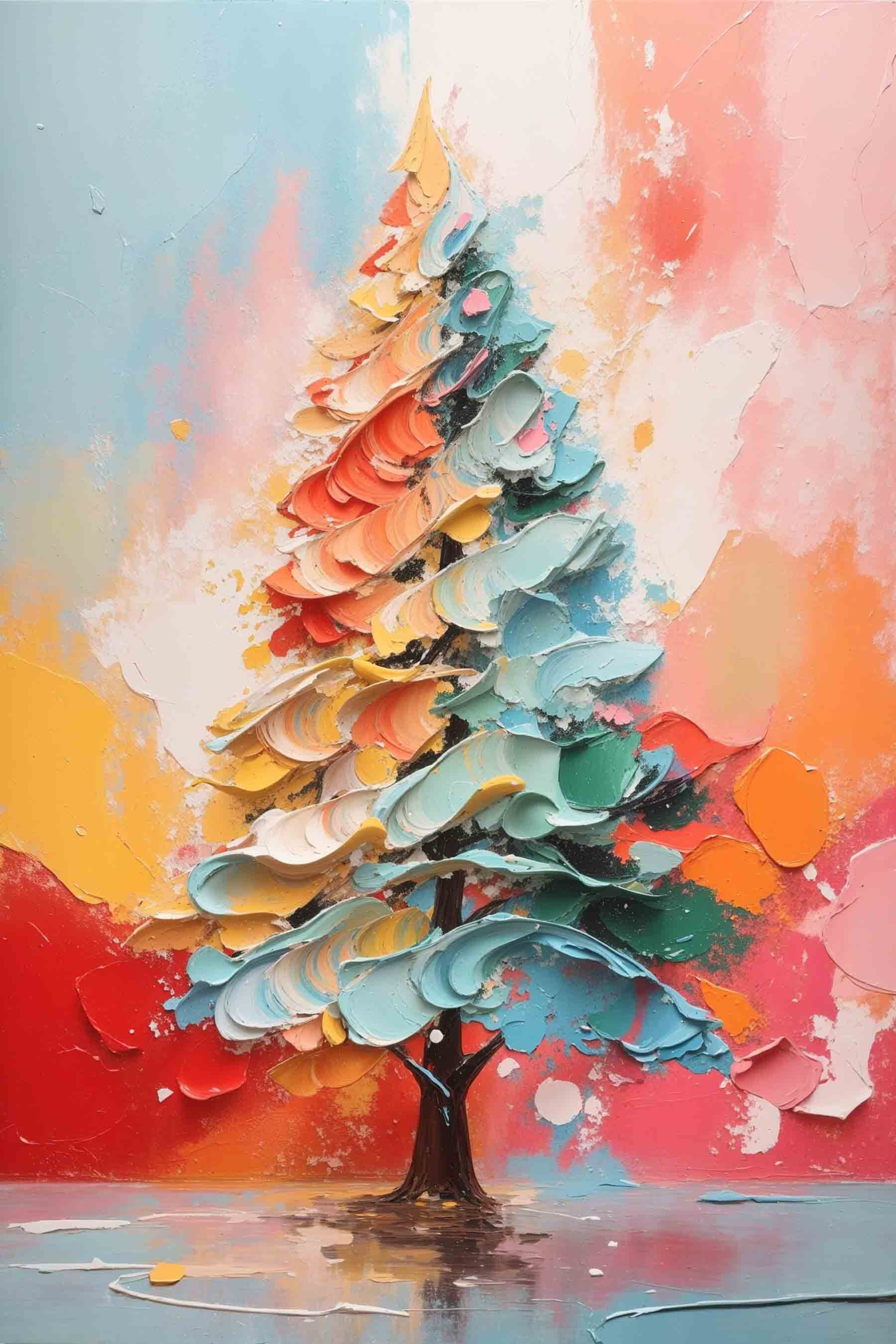 Painting of a tree with different colors