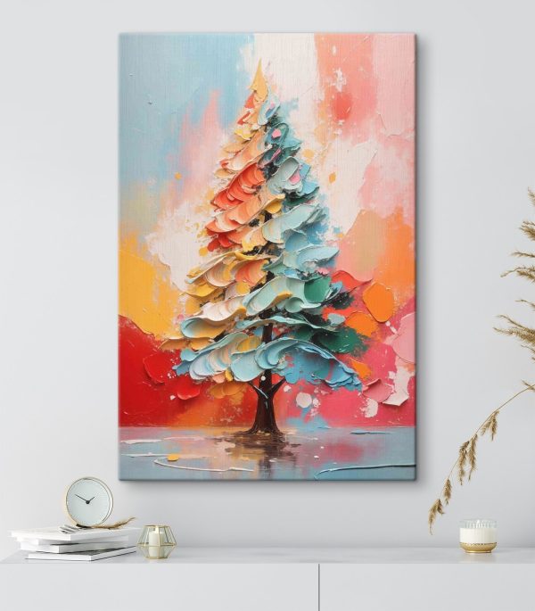 Painting of a tree with different colors
