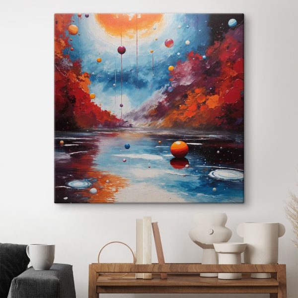 Quadri Dipinto raffigurante un lago con palloncini colorati e luci (COD: s36224) Quadri Quadri Dipinto raffigurante un lago con palloncini colorati e luci (COD: s36224)