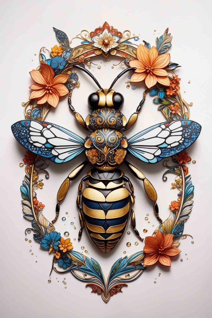 Bee with flowers around it Bee with flowers around it