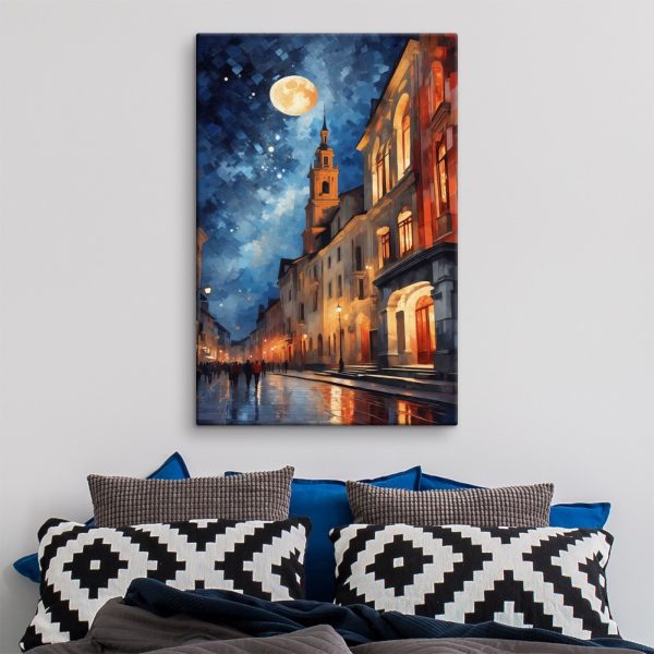 Quadri Una strada con edifici e la luna (COD: s36230) Quadri Quadri Una strada con edifici e la luna (COD: s36230)