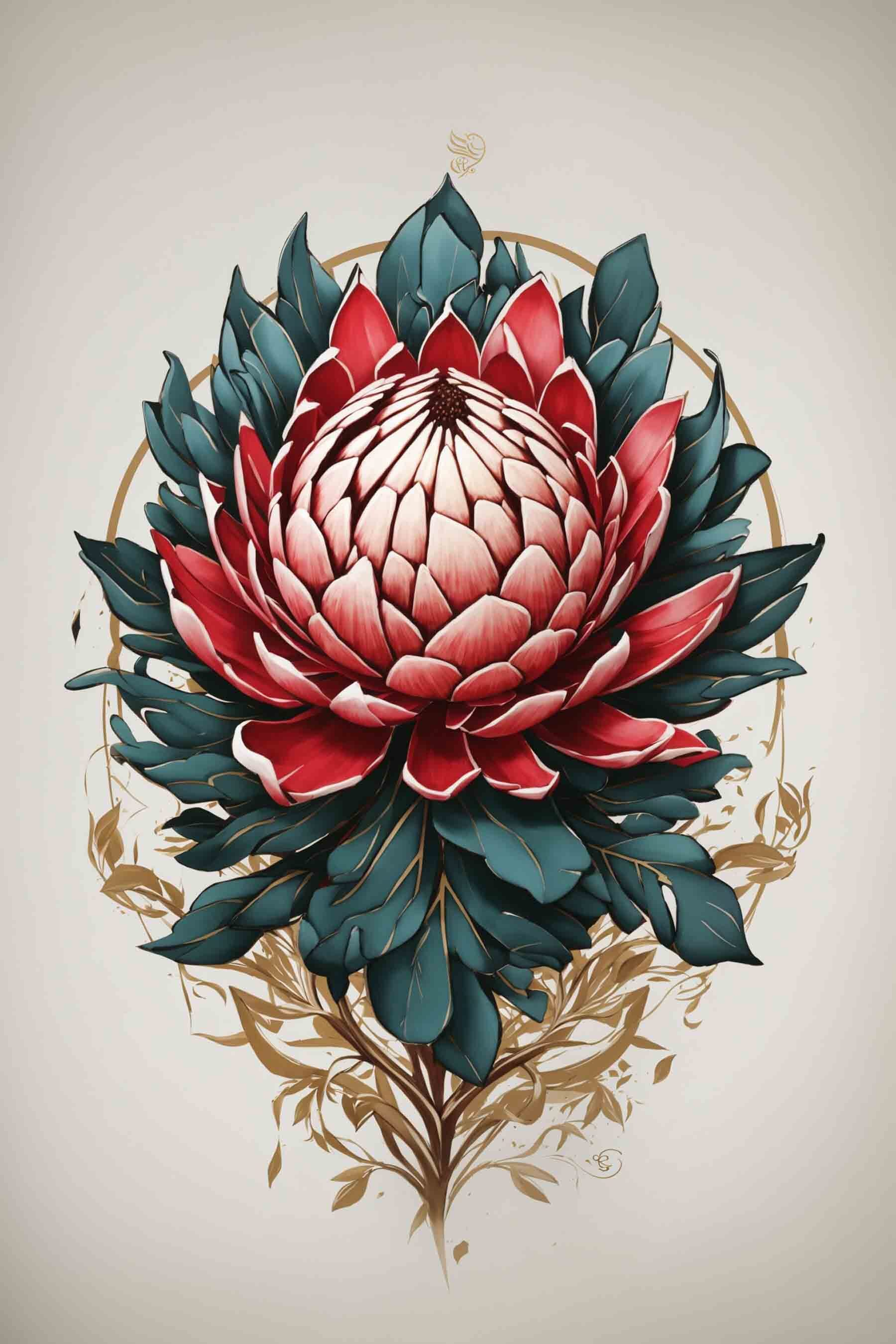 Blossoming Elegance in Crimson and Emerald Blossoming Elegance in Crimson and Emerald