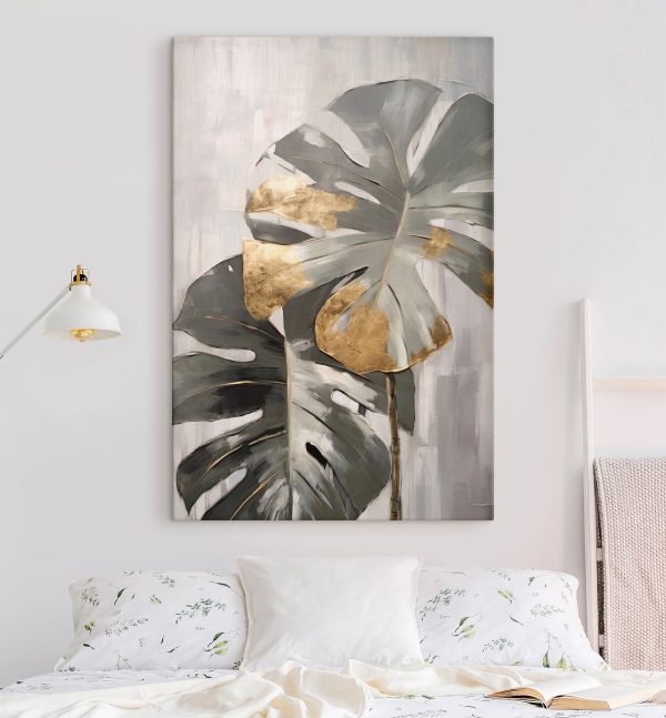 Abstract Monstera with Metallic Accents