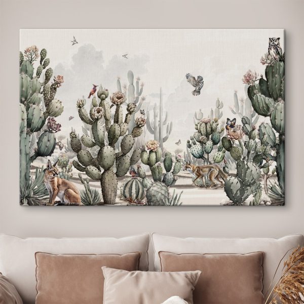 Group of cactuses and birds Group of cactuses and birds