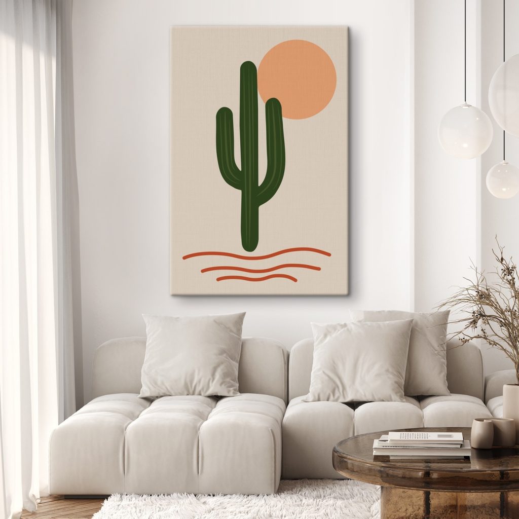 Cactus with a sun behind it