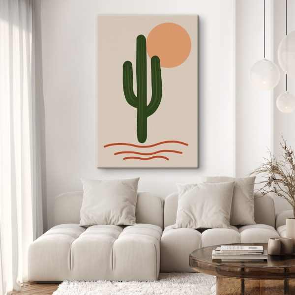 Cactus with a sun behind it