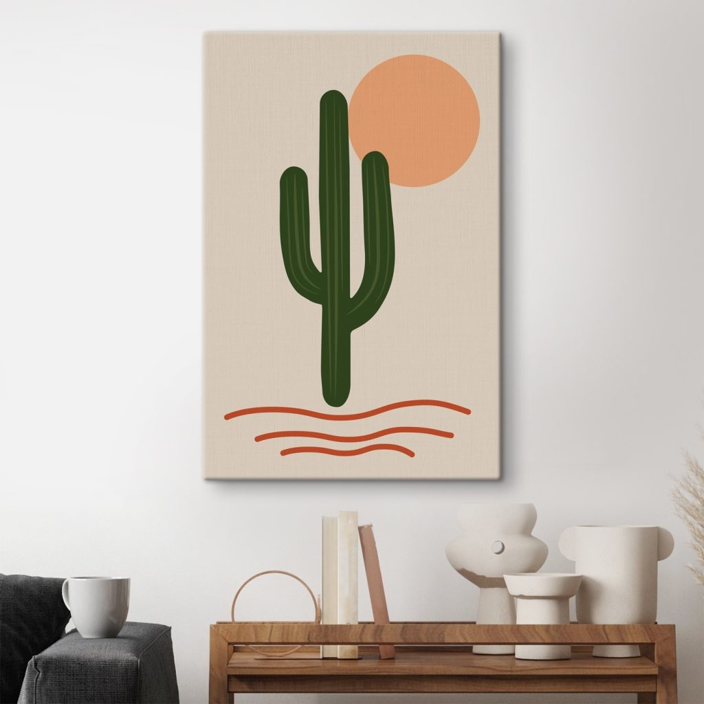 Cactus with a sun behind it