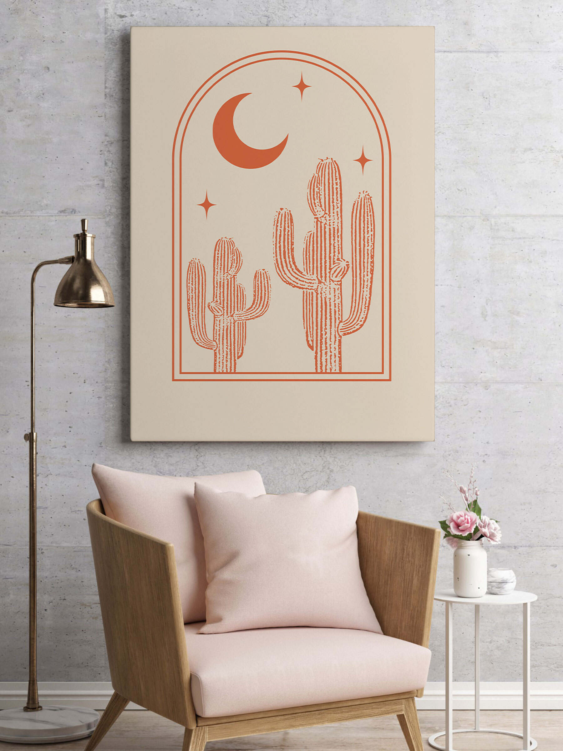 Graphic of a cactus and moon