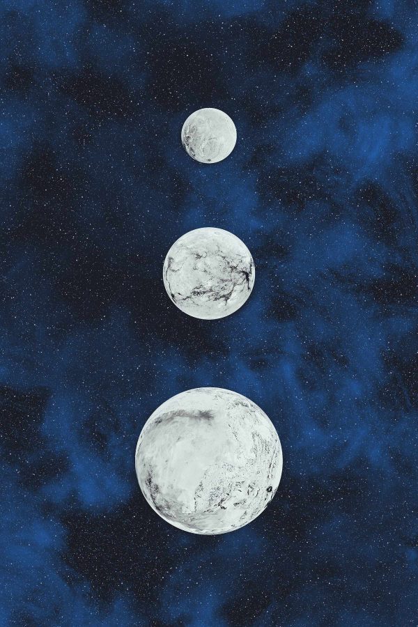 Group of white round objects in space