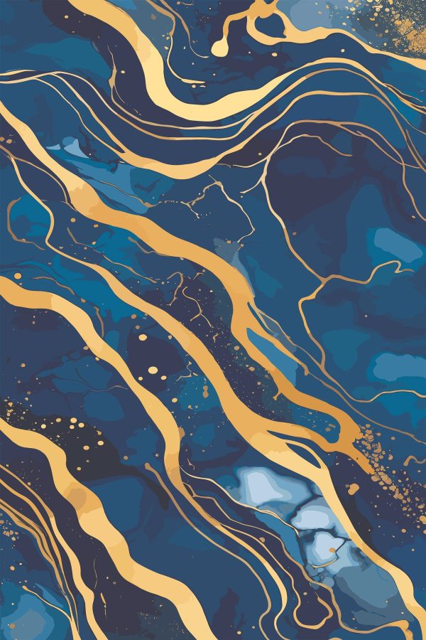Waves of blue and amber flow