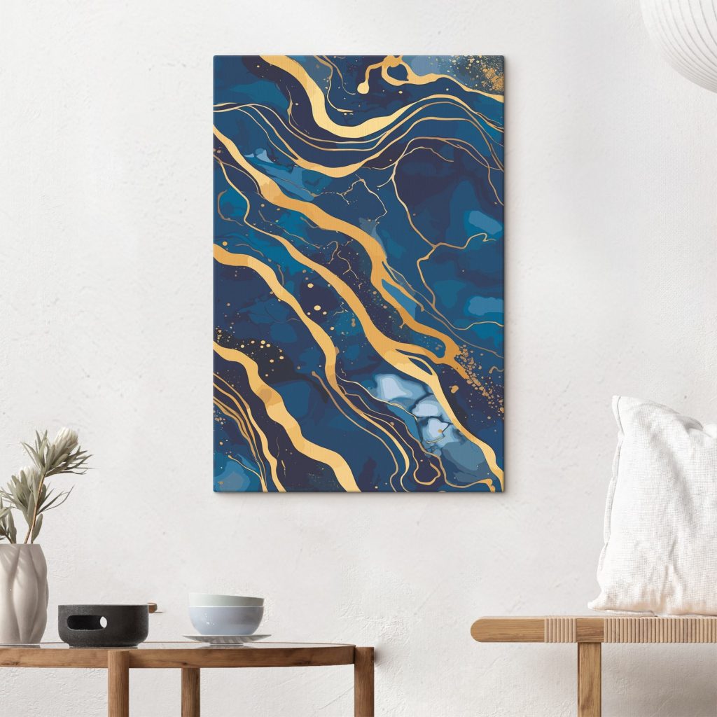 Waves of blue and amber flow