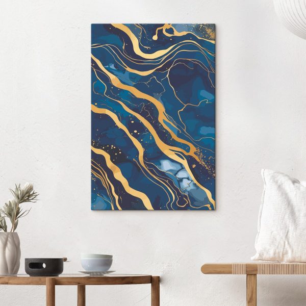 Waves of blue and amber flow