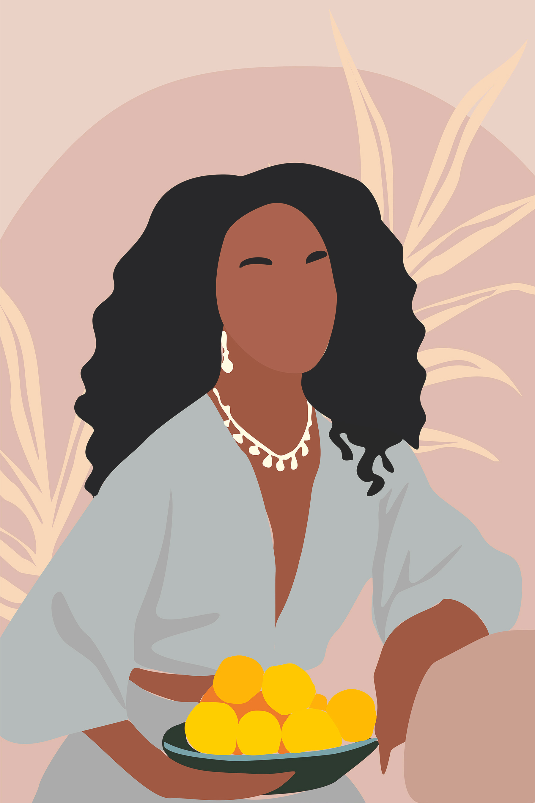 Woman with long hair wearing a white shirt and necklace Woman with long hair wearing a white shirt and necklace