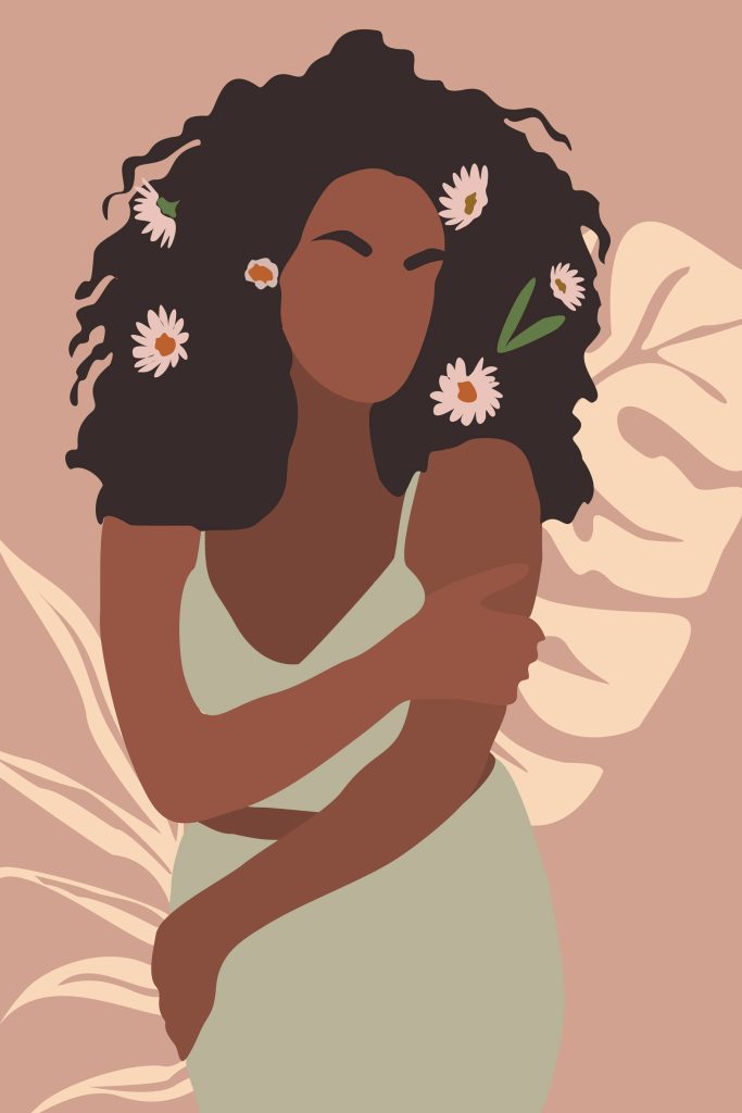 Woman with flowers in her hair Woman with flowers in her hair