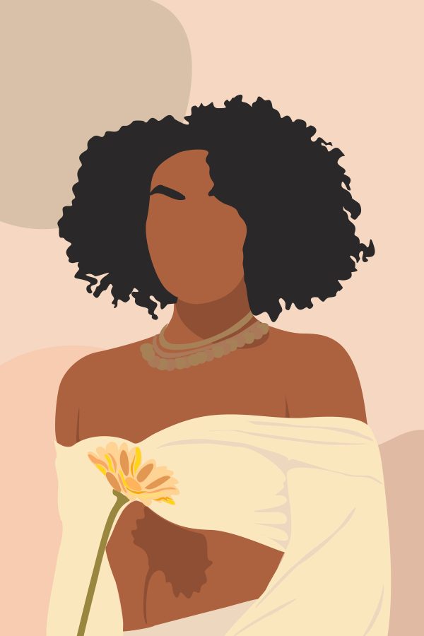 Woman with curly hair and a flower Woman with curly hair and a flower