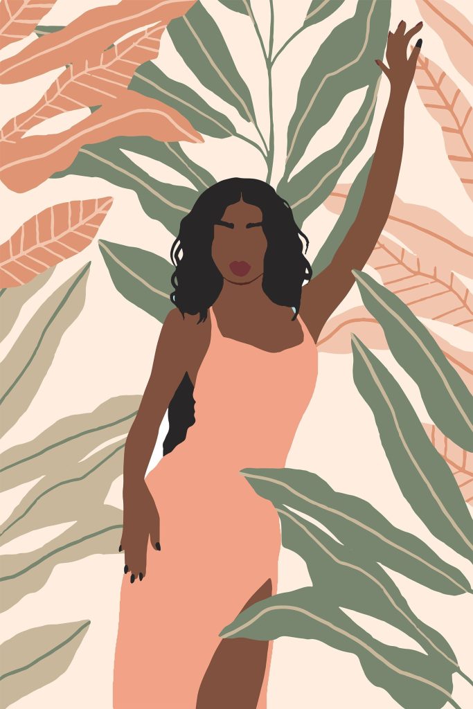 Woman in a pink dress