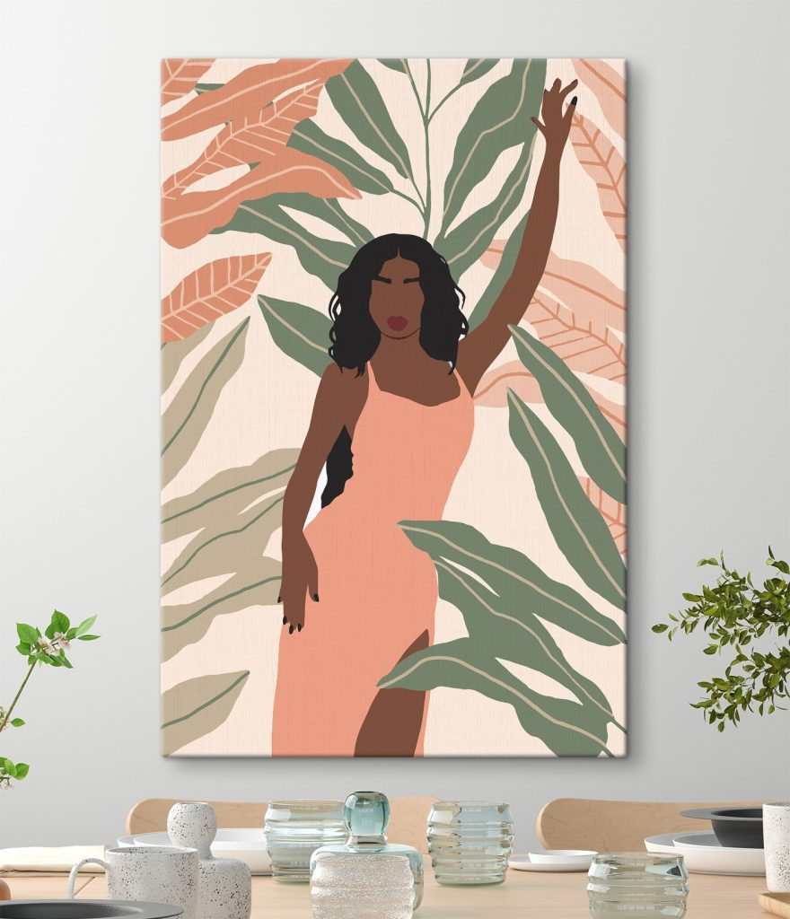 Woman in a pink dress