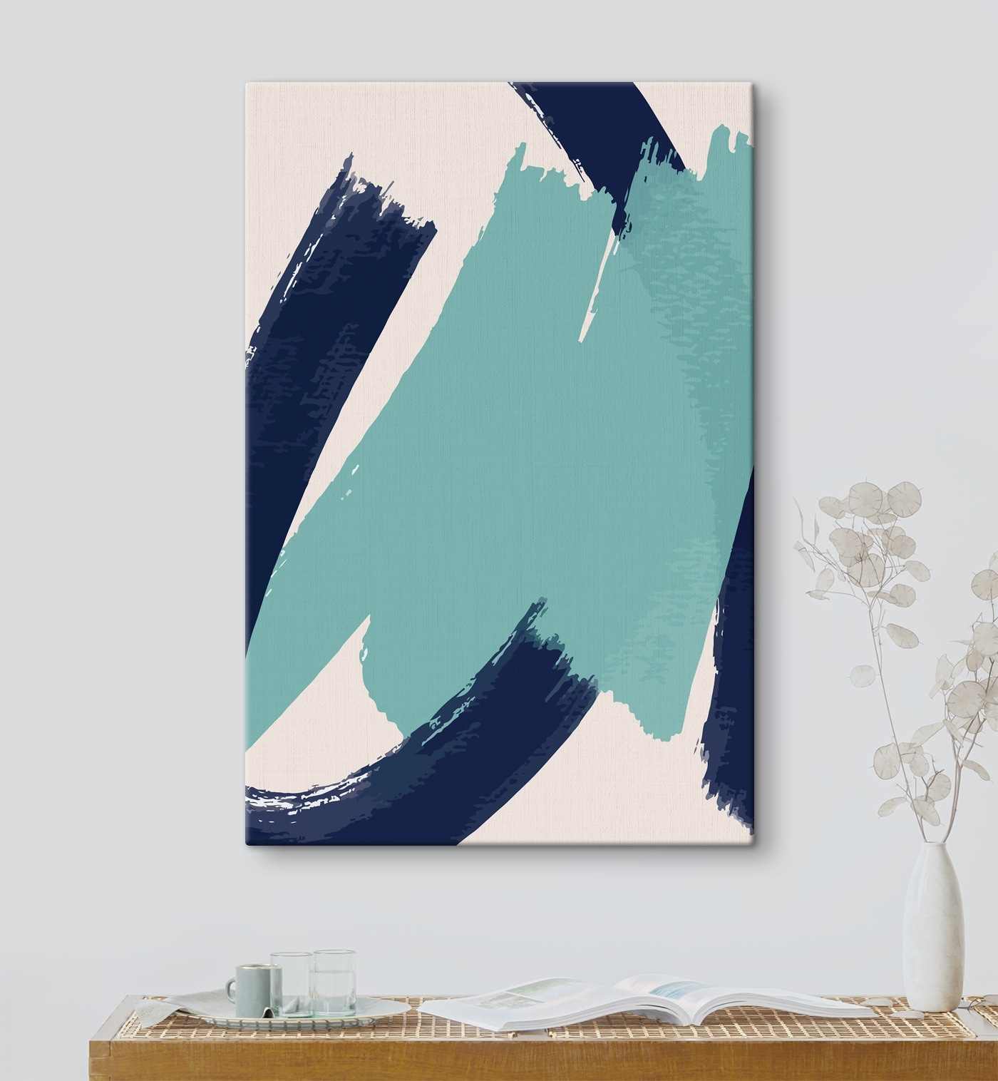 Blue and white paint brush strokes Blue and white paint brush strokes